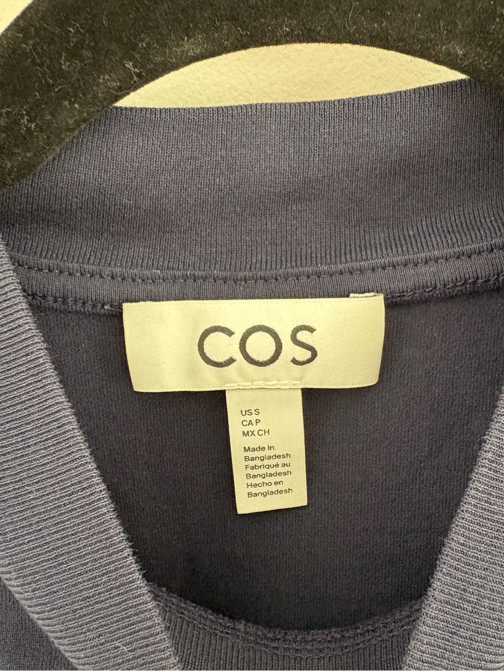 COS Mock Neck Boxy T-Shirt in Navy - Picture 2 of 7